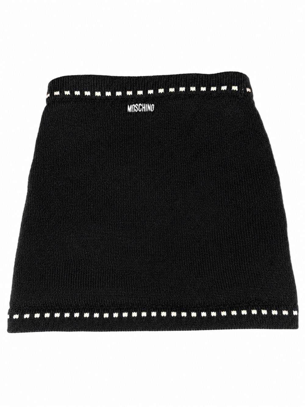 Moschino Black Knit Mini Skirt with Contrast Trim